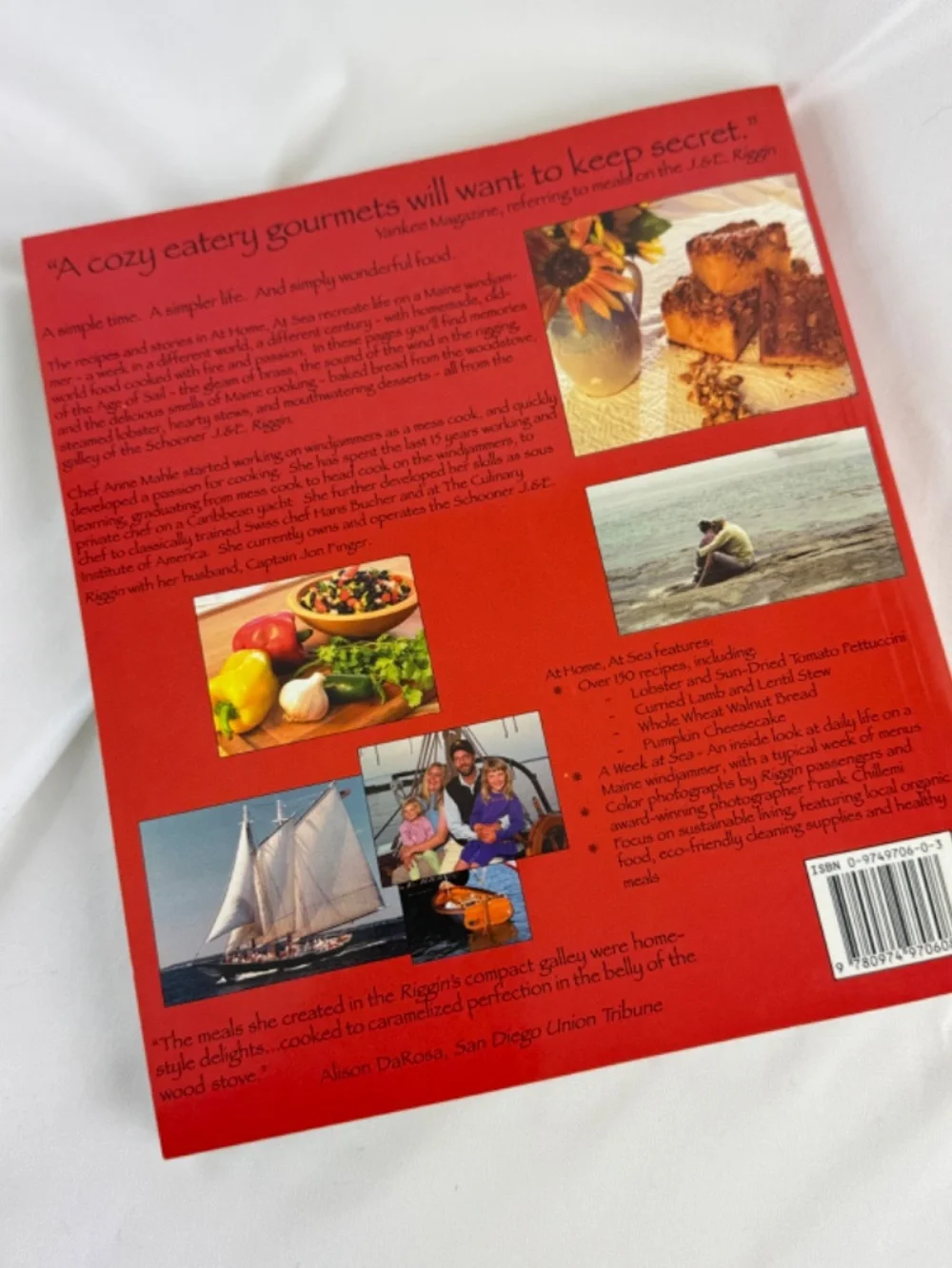 1st Ed 2004 At Home At Sea Recipes from the Maine Windjammer Anne Mahle Like New